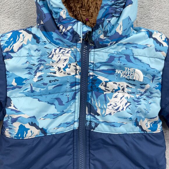 The North Face Reversible Mount Chimbo Jacket Baby 6-12 M Blue Sherpa Full Zip - Picture 5 of 16